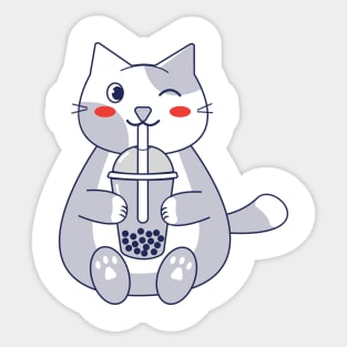 light grey cat Sticker